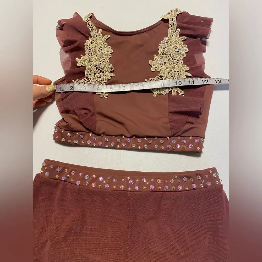 Weissman dance costume 2 piece GOLDEN HOUR SM12288 pant top SA-Small adult